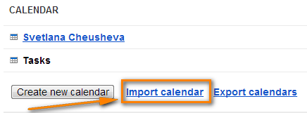Click the Import Calendar link.