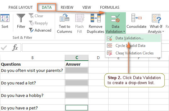how to make drop down box in excel cell